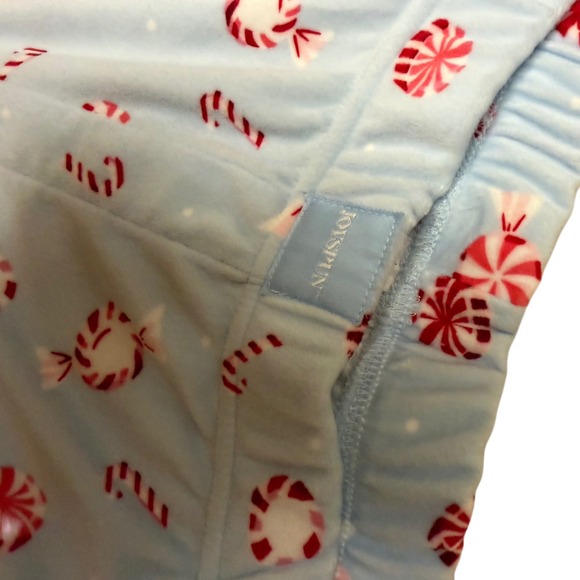 Joyspun Womens Pajama Pants Candy Cane Peppermint Print Light Blue 2X Sleepwear - Picture 3 of 5